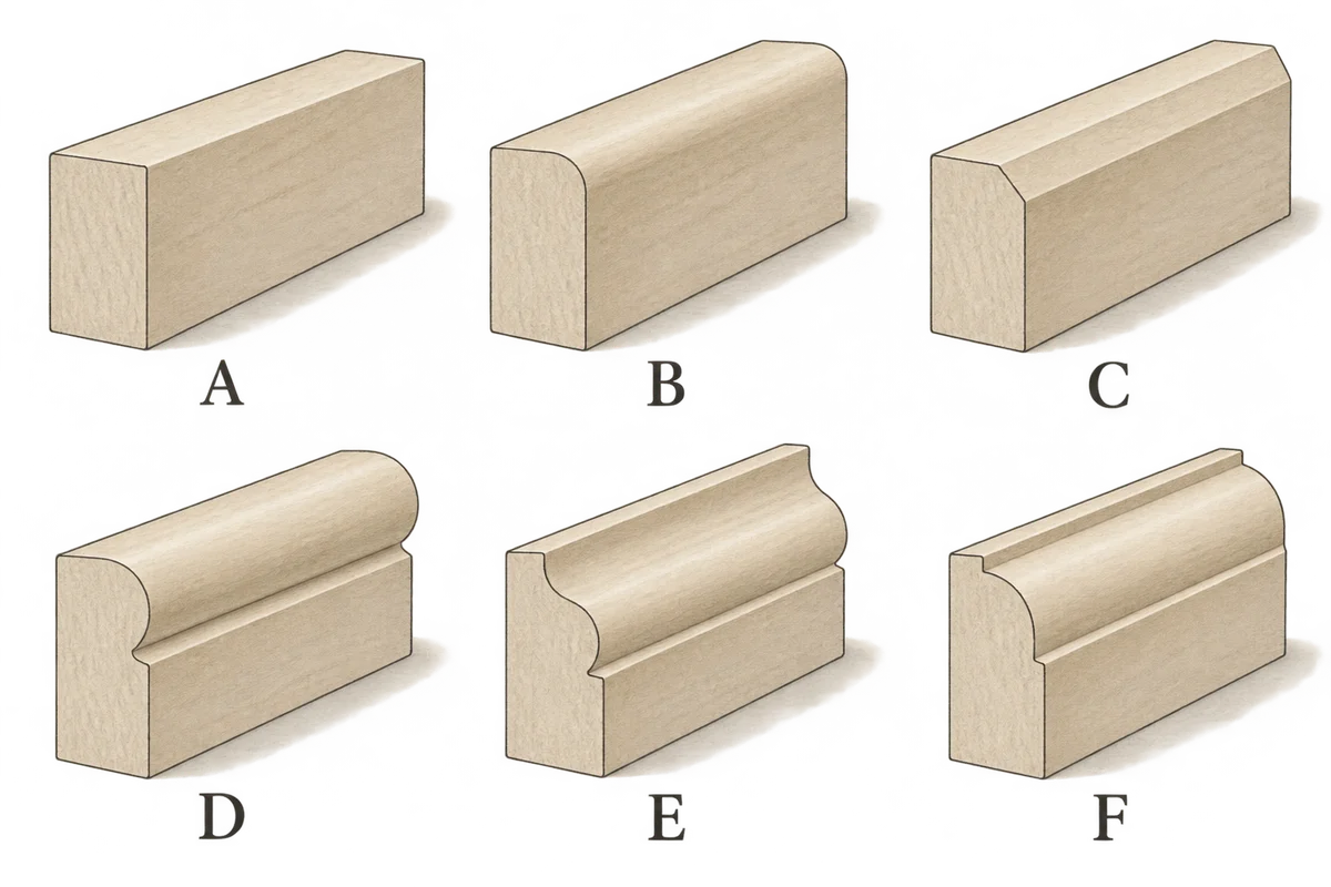 Illustrated comparison of selected internal joinery profiles.